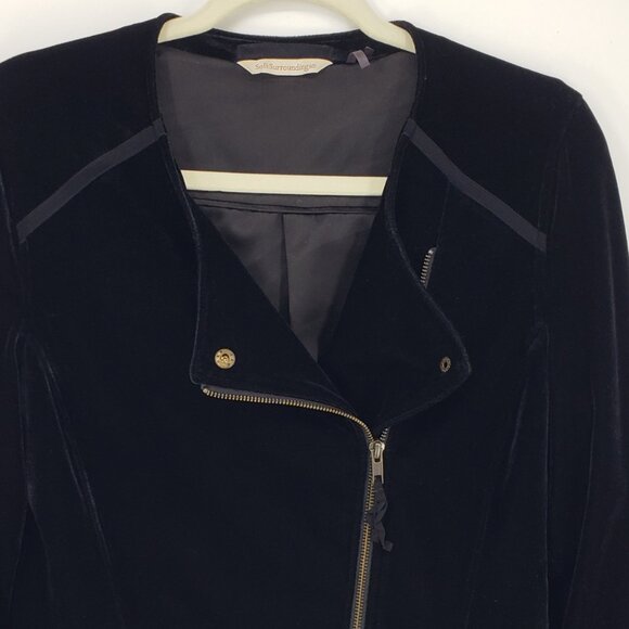 Soft Surroundings Velvet Moto Jacket XS Womens Asymmetrical Zip Up Black - Picture 6 of 10